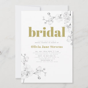 Invitation Typographie Or moderne Orchidée Fête des mariées f