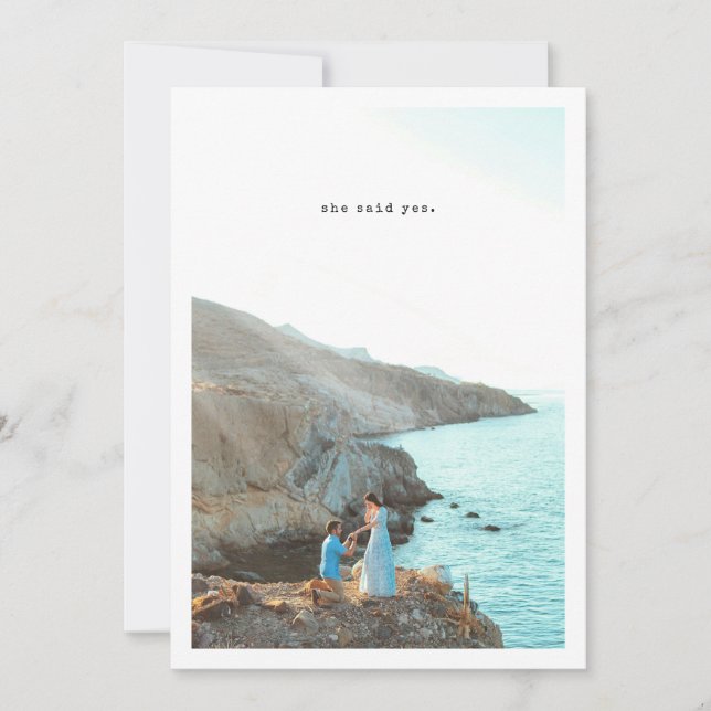 Invitation Typographie Rétro Elle A Dit Oui Parti Engagement (Devant)