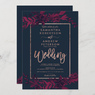 Invitation Typographie Rose de l'or mariage rouge de la marin