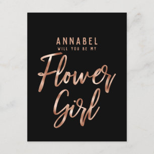 Invitation Typographie rose D'Or Serez-Vous Ma Fille Fleur