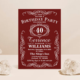 Invitation Typographie Rouge & Blanc tendance Fête d'annivers