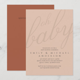 Invitation Typographie rouille Baby shower Genre Révélation S