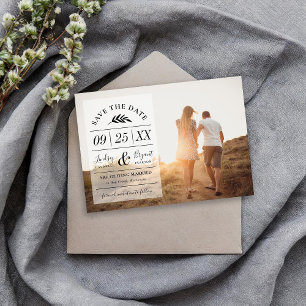 Invitation Typographie russe moderne Photo Enregistrer la dat