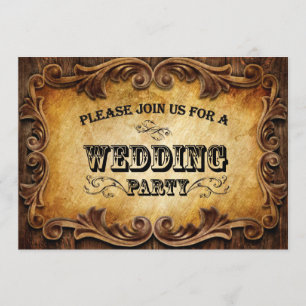 Invitation typographie rustique mariage campagnard occidental
