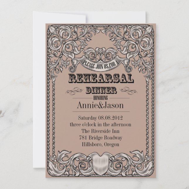 Invitation typographie rustique mariage pays western (Devant)