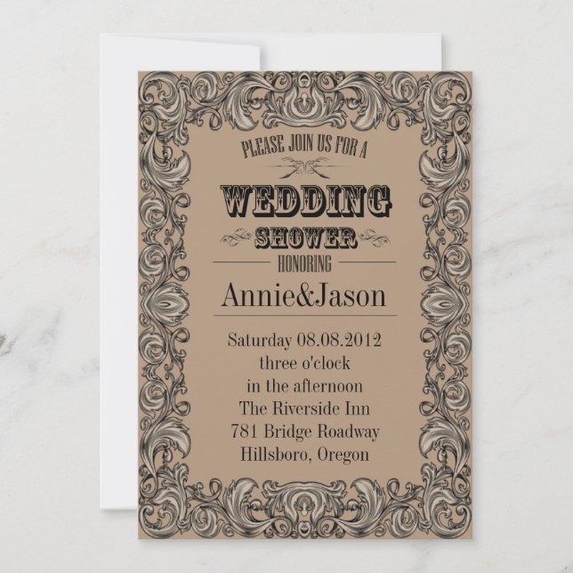 Invitation typographie rustique mariage pays western (Devant)