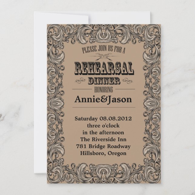 Invitation typographie rustique mariage western campagne (Devant)