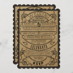 Invitation Typographie Rustique Pays Billet Mariage Inviter