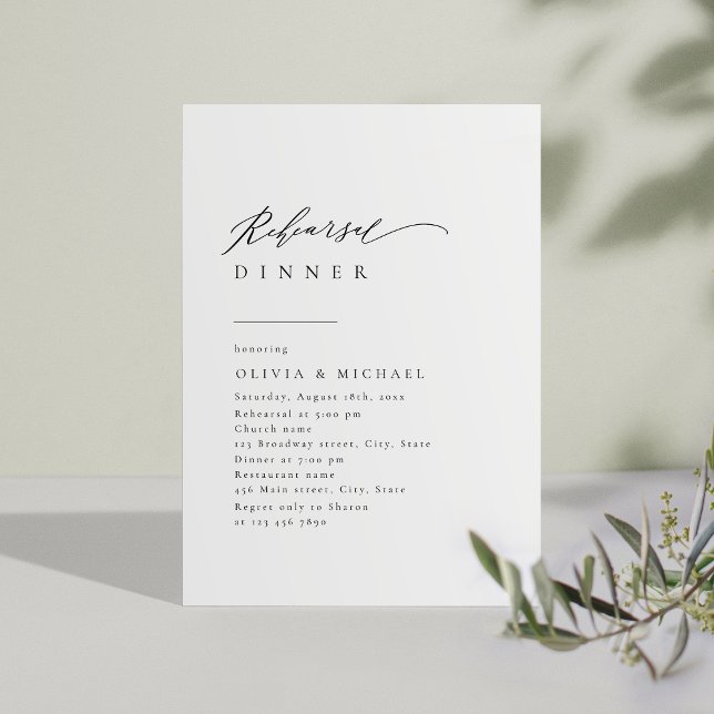 Invitation Typographie simple et élégante Dîner de répétition (Simply Elegant Typography Modern Rehearsal Dinner Invitation)