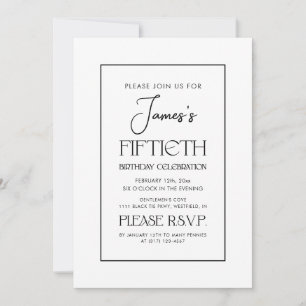 Invitation Typographie simple et élégante Fête du 50e anniver