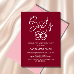 Invitation Typographie simple et moderne de Bourgogne 60e ann