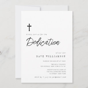 Invitation typographie simple script dévouement bébé
