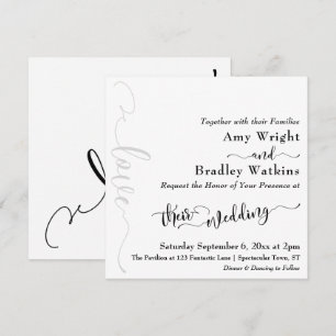 Invitation Typographie subtile et élégante Noir sur Mariage b