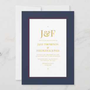 Invitation Typographie Tendance Mariage Bordeaux, Nuit et Or