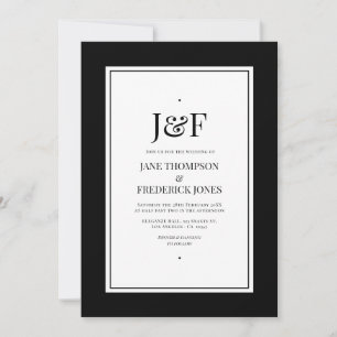 Invitation Typographie Tendance Mariage Noir et Blanc