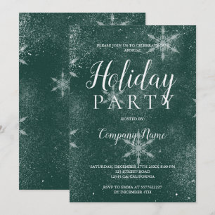 Invitation Typographie verte de l'émeraude de neige Noël