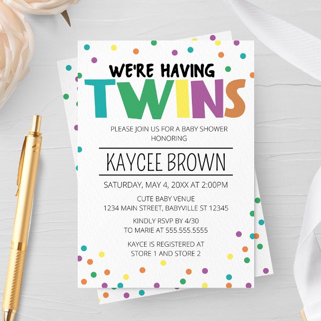 Invitation Typographie vibrante Nous avons un Baby shower jum (Créateur téléchargé)