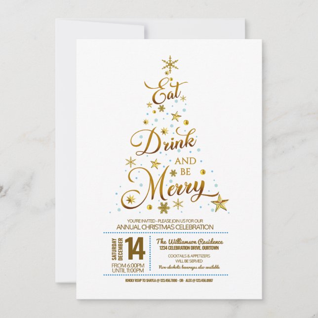 Invitation Typographie Whimsical Noël (Devant)