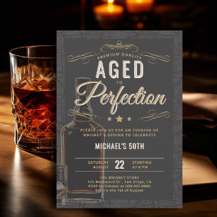 Invitation Typographie Whisky Vieilli à la Perfection 50e Ann