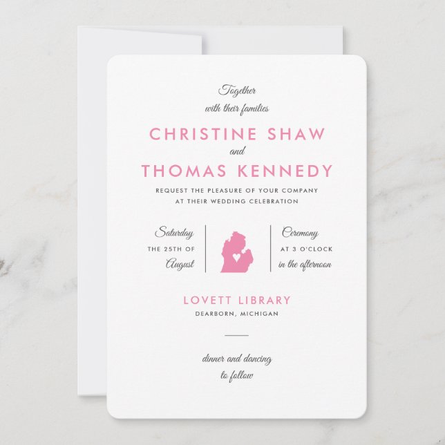 Invitation typographique moderne pour le Mariage d (Devant)