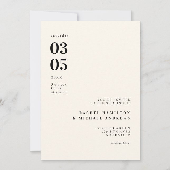 Invitation typographique simple, moderne (Devant)