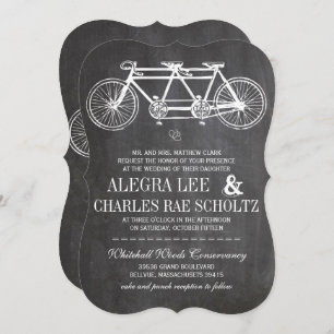 Invitation Typography Chalkboard Retro Bicycle Built for Two