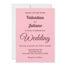 Typography Style Minimalist Pink Wedding