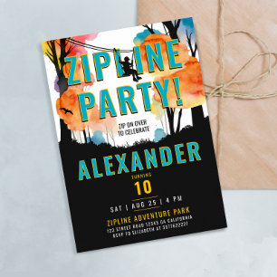 Invitation Tyrolienne Colorée Fête Aventure Aquarelle