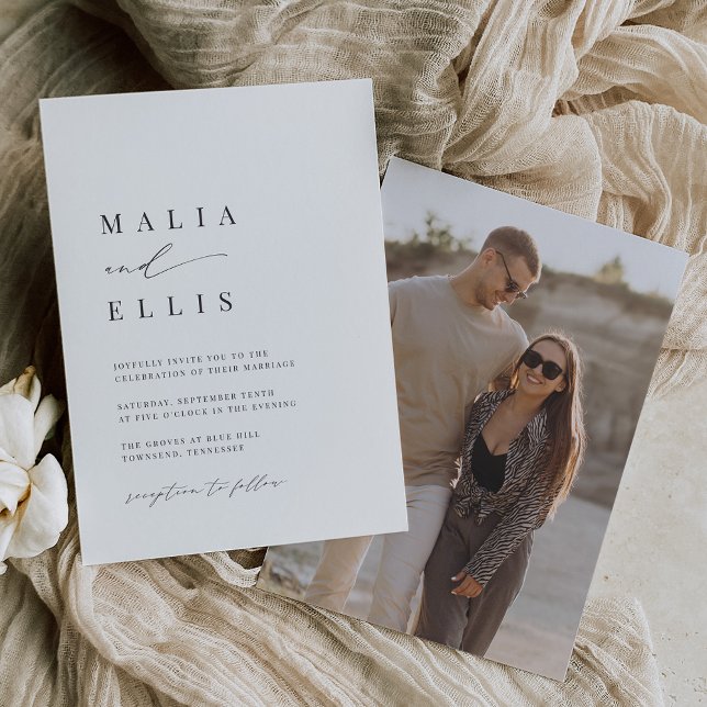 Invitation Ultra minimal | Calligraphie Accent Mariage photo (Créateur téléchargé)