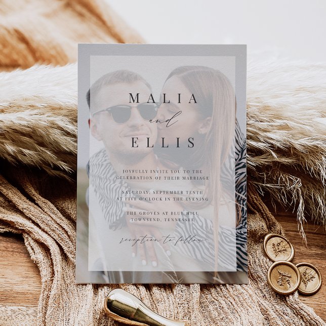 Invitation Ultra minimal | Mariage de superposition photo (Créateur téléchargé)