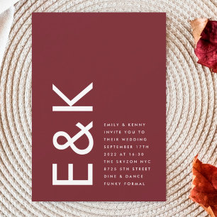 Invitation Ultra moderne Gras Gros Monogramme Bourgogne Maroo