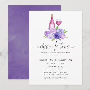 Invitation Ultra Violet Floral Bridal Shower Dégustation de V