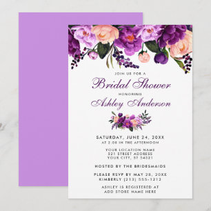 Invitation Ultra violet violet Fête des mariées florale Invit
