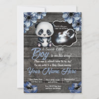 Ultrasound Panda Baby shower Invitation, rustique