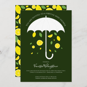 Invitation Umbrella Lemons Green Cartoon Baby shower virtuel