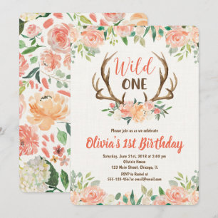 Invitation Un 1er anniversaire sauvage une fille invitante de