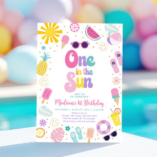 Invitation Un à la fête de la piscine Sun Girl été Anniversai