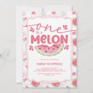 Invitation Un an dans un melon pastèque rose 1er anniversaire