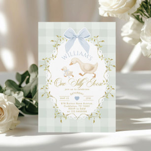 Invitation Un anniversaire de 1 an de garçon Gingham One Sill