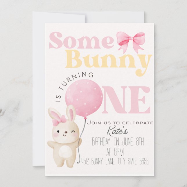 Invitation Un anniversaire de lapin (Devant)