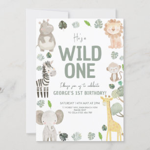 Invitation Un anniversaire neutre pour le genre Mocte Wild
