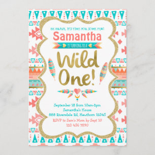 Invitation Un anniversaire sauvage, fille 1er anniversaire, t