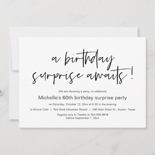 Invitation Un Anniversaire Surprise Attend La Fête (Devant)