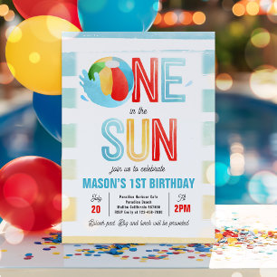 Invitation Un Au Soleil 1Er Anniversaire Pool Party