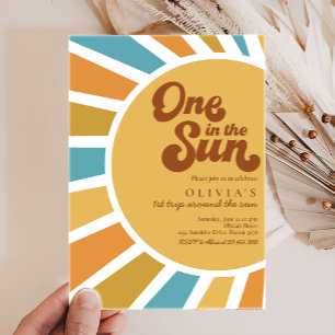 Invitation Un Au Soleil   Retro Boho Sunshine 1er anniversair