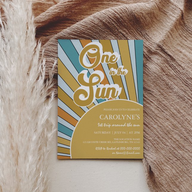 Invitation Un Au Soleil Soleil Muted Rainbow 1er Anniversaire (Créateur téléchargé)