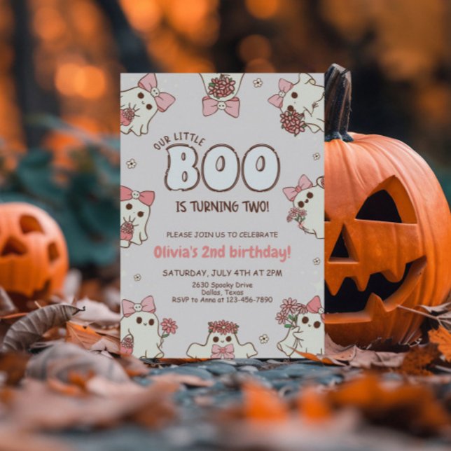 Invitation Un Babe Éffrayant Rétro Halloween Deuxième anniver (Créateur téléchargé)