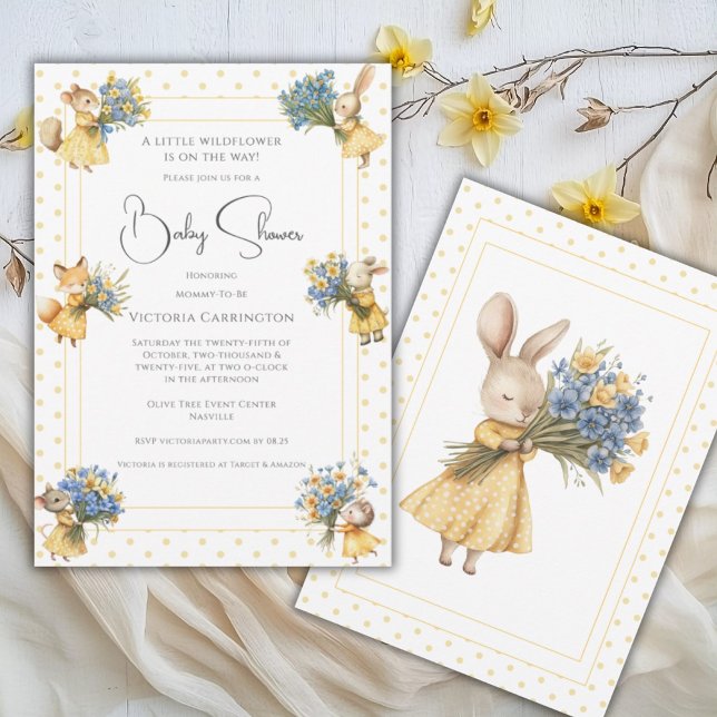 Invitation Un Baby shower animal un peu Fleur sauvage (Créateur téléchargé)