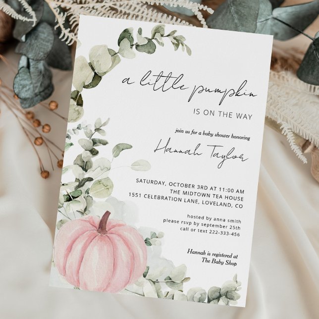 Invitation Un Baby shower Automne De Petite Fille Rose Citrou (Créateur téléchargé)