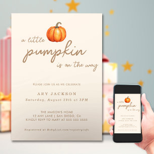 Invitation Un Baby shower Automne Un Peu Citrouille   Neutre 